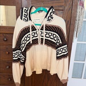 We the free Beige and Black Patterned Hoodie brand new without tags so soft